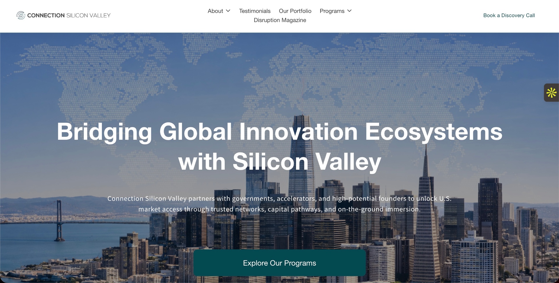 Connection Silicon Valley homepage hero.